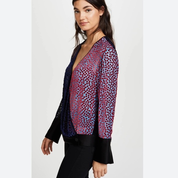 Diane Von Furstenberg Pink and Blue Wrap Blouse - Picture 4 of 16